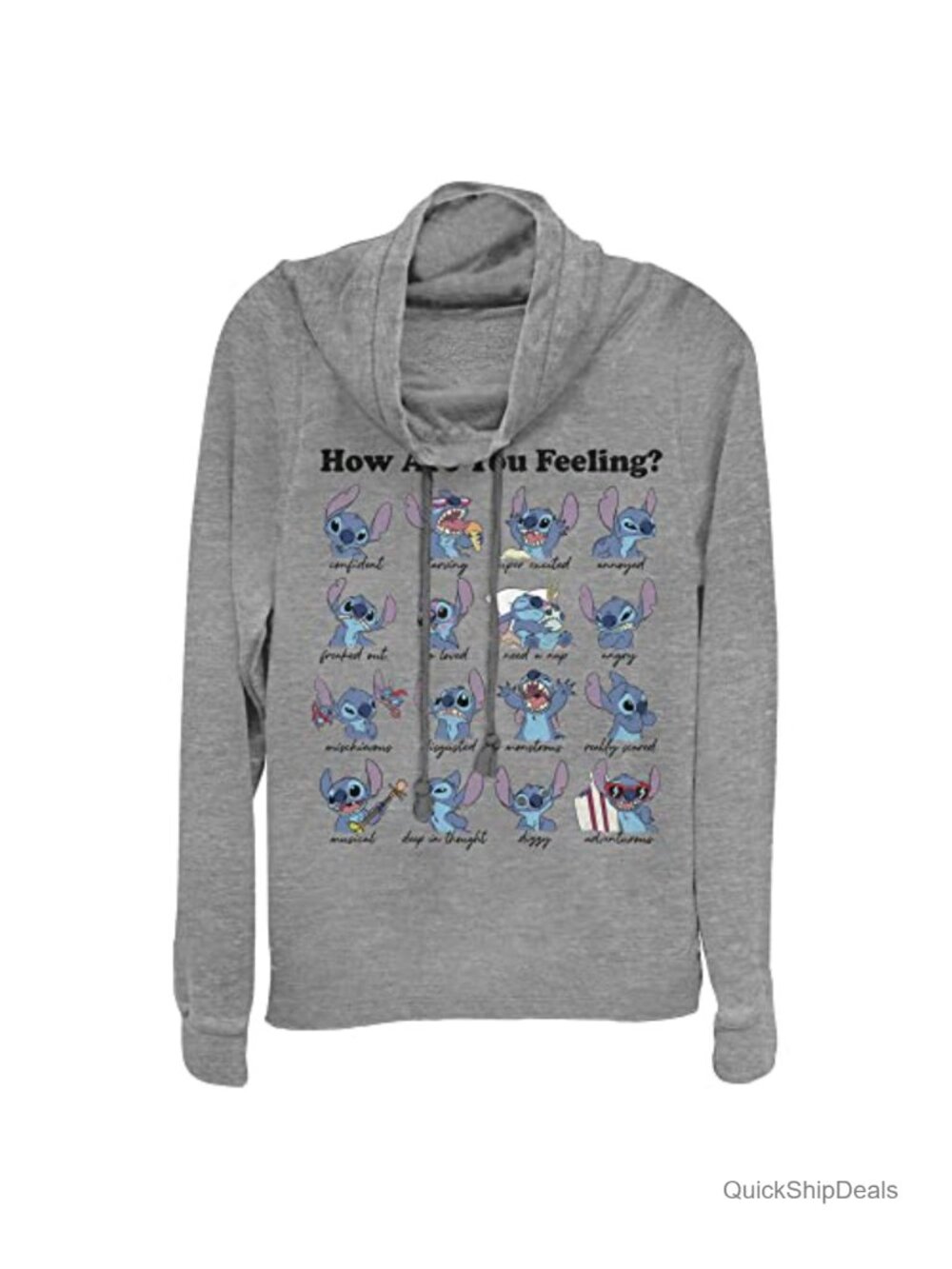 Disney Lilo & Stitch Cowl Neck Pullover Long Sleeve Juniors